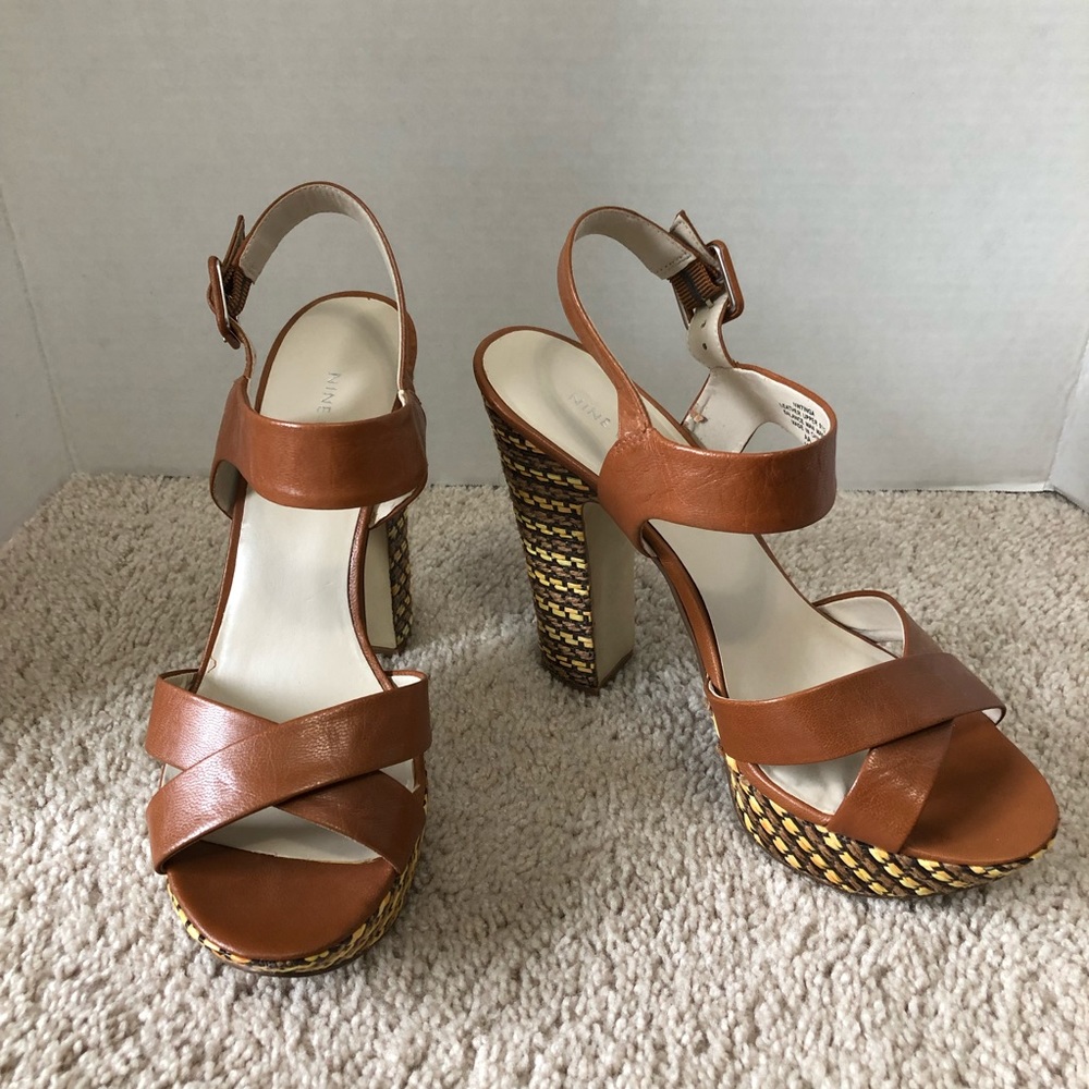 Nine West Chunky Raffia Heel Sandals